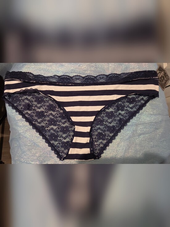 Splendies Other - NWT 4X Striped Navy & White Lace Bikini Panty